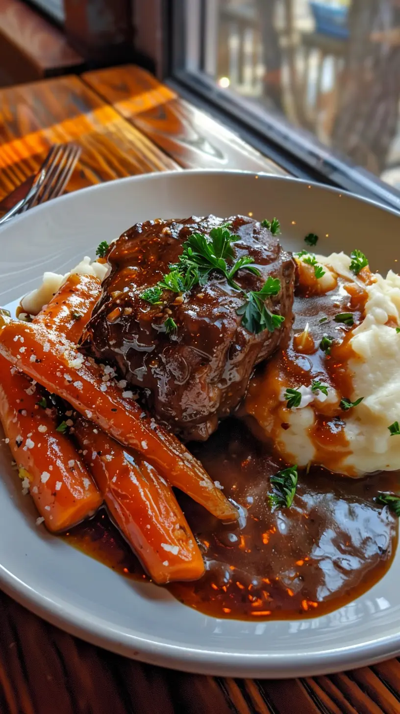 Instant Pot Chuck Roast 8 Instant Pot Chuck Roast served with mashed potatoes and roasted vegetables