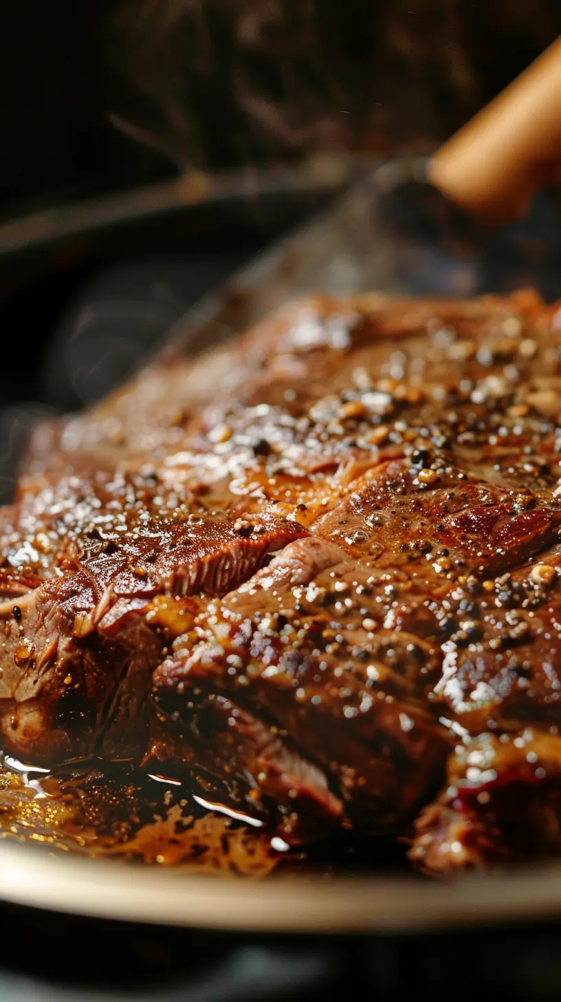The Best Instant Pot Mississippi Pot Roast Recipe 6 Chuck roast searing in Instant Pot for pot roast