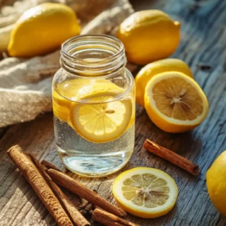 apple cider vinegar detox drink on rustic table