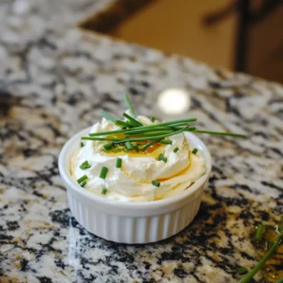 Homemade Philadelphia Cream Cheese Recipe: Creamy Delight! 11 homemade Philadelphia cream cheese in white bowl on granite countertop