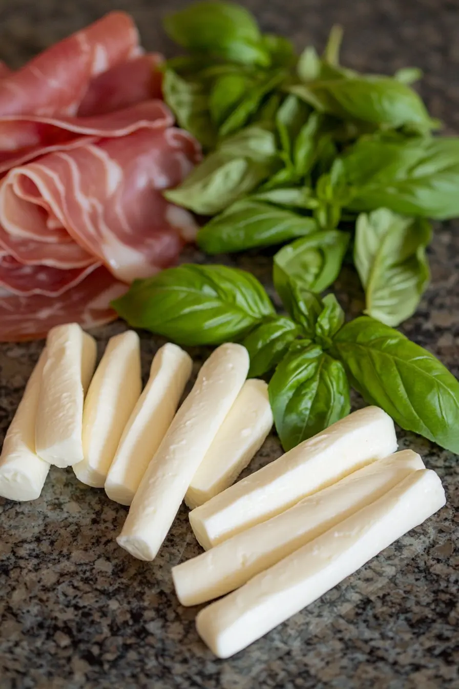 Delicious Mozzarella Wrapped with Prosciutto: A Must-Try Snack 6 Ingredients for mozzarella wrapped with prosciutto on granite countertop