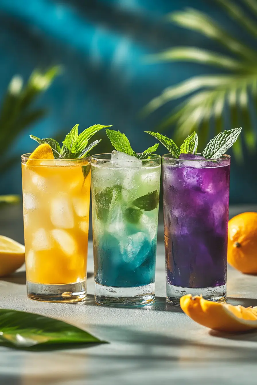 Mounjaro Recipe Ingredients: Everything You Need to Know 11 Three Mounjaro drink variations with turmeric, coconut water, and butterfly pea flowers in styled glasses