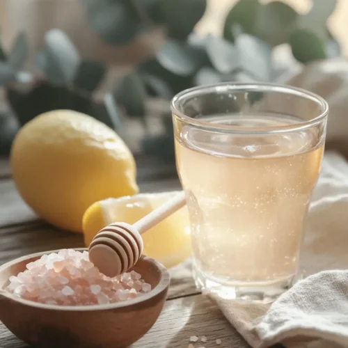 The Salt Trick for Men in Bed: Boost Stamina & Performance Naturally (Blue Salt Remedy) 12 Beautiful flat lay of Blue Salt Trick drink and ingredients for men’s health and vitality