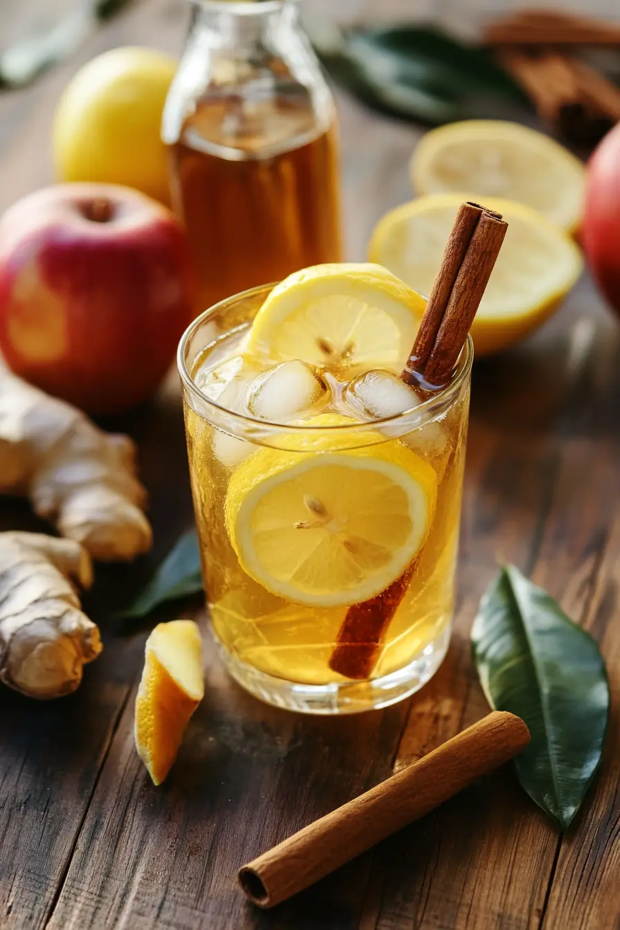 Brazilian Mounjaro Drink Recipe with Vinegar: Does It Work? 7 Brazilian Mounjaro Drink Recipe - Close-up of Brazilian Mounjaro drink with fresh lemon and ginger