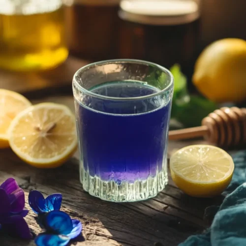 Diane Miller Brazilian Mounjaro Drink Recipe Explained 11 Diane Miller’s Brazilian Mounjaro Drink with butterfly pea flowers and lemon