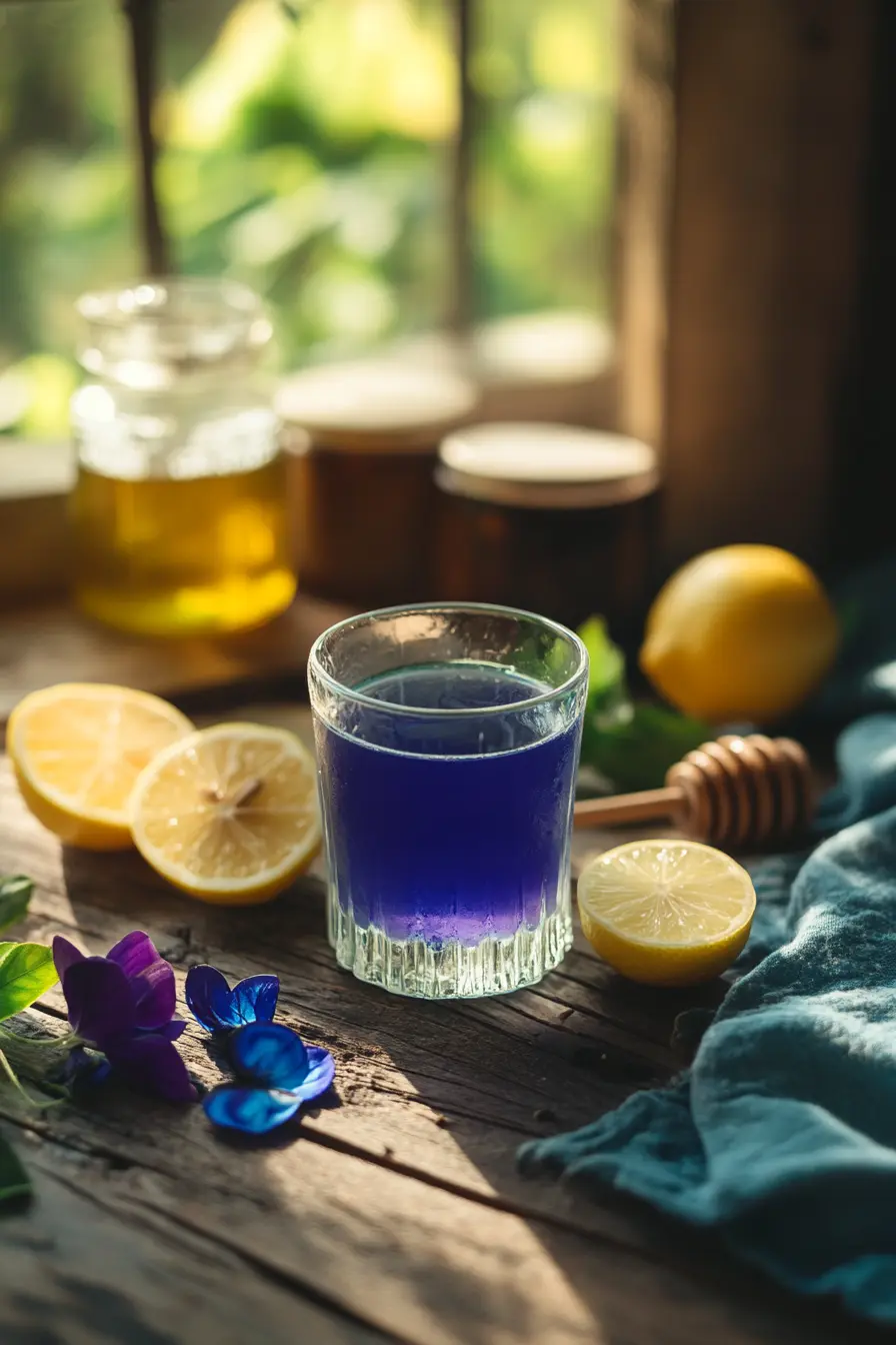 Diane Miller Brazilian Mounjaro Drink Recipe Explained 7 Diane Miller’s Brazilian Mounjaro Drink with butterfly pea flowers and lemon