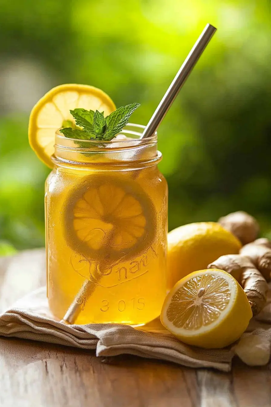 What Is the Natural Mounjaro Recipe? (Full Explanation) 9 Natural weight loss drink served in a mason jar with lemon and mint