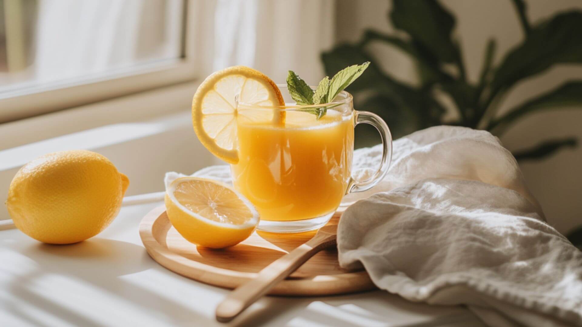 Natural Mounjaro drink recipe with lemon, ginger, and apple cider vinegar.