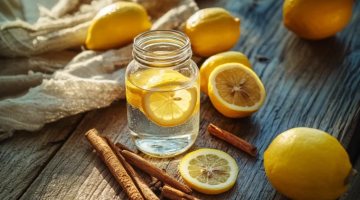 apple cider vinegar detox drink on rustic table