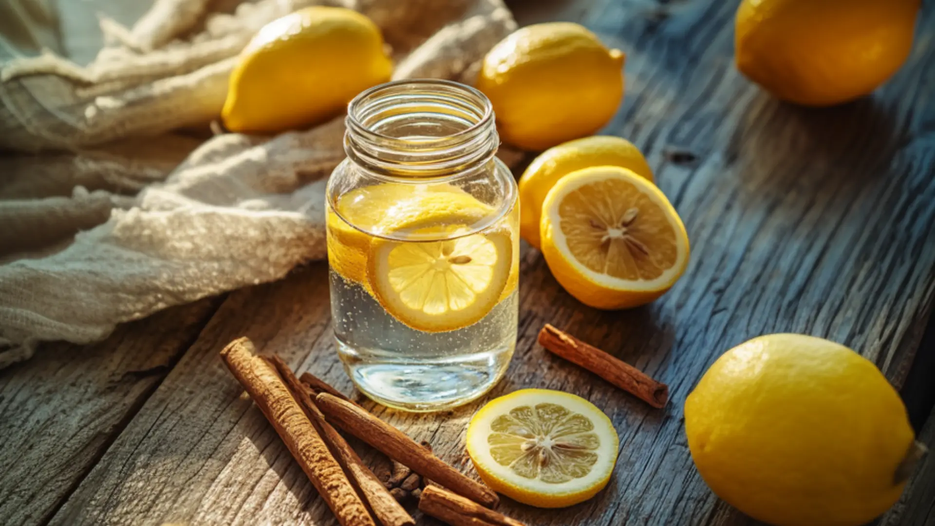 apple cider vinegar detox drink on rustic table