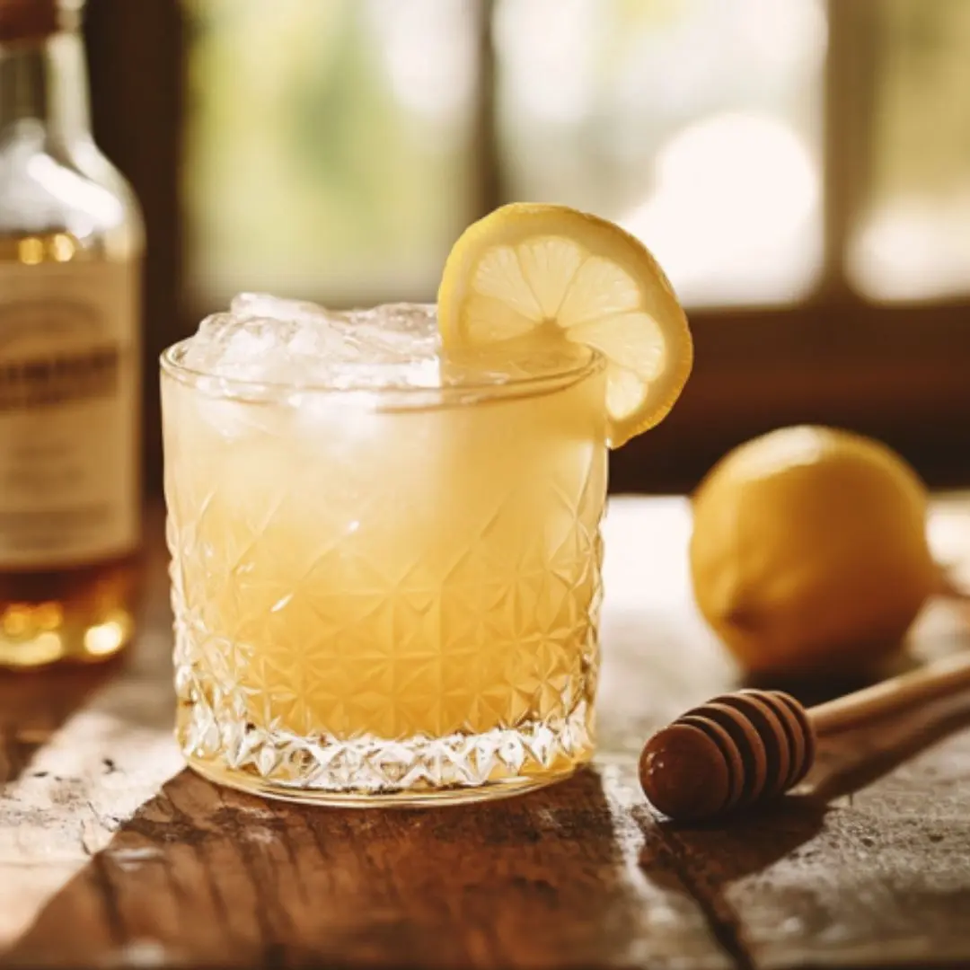 Glass of homemade Mounjaro detox drink with lemon, ginger, and apple cider vinegar for natural weight loss