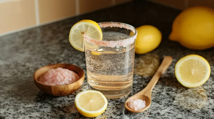 Himalayan salt flush drink on granite countertop