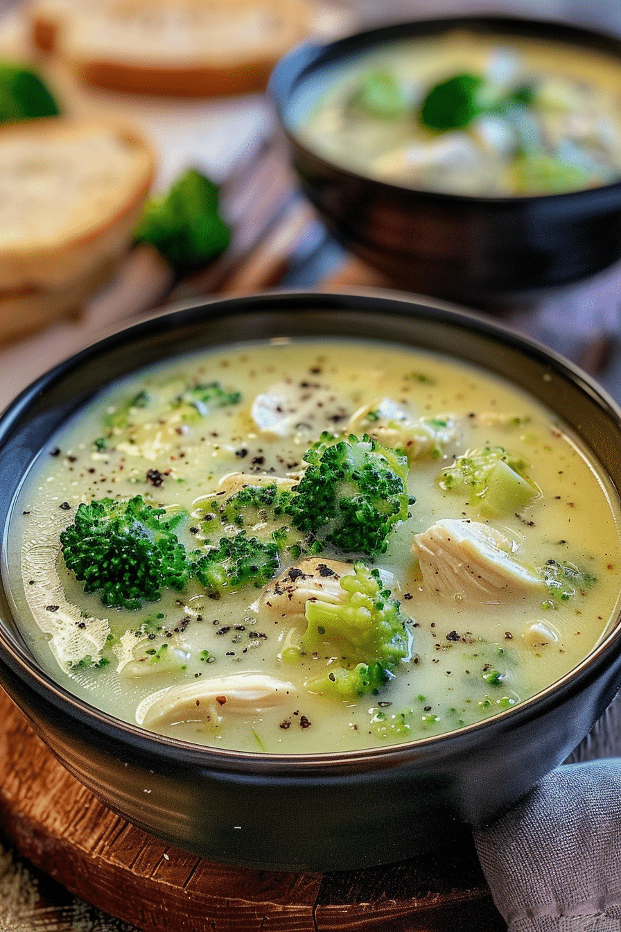 Pressure cooker with Chicken Broccoli Soup cooking, steam visible