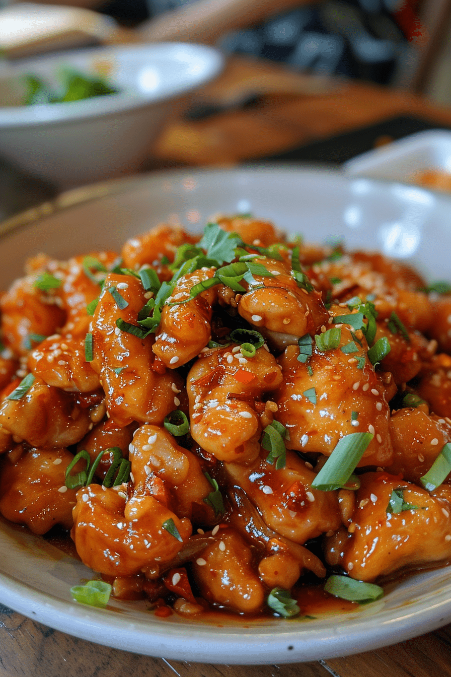 Golden-browned Thai Sweet Chili Chicken cutlets simmering in skillet with sauce