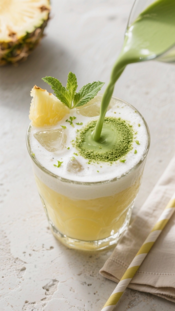 Tasty top view: Café-style iced latte presentation—top-down image of a rocks glass filled with ic
